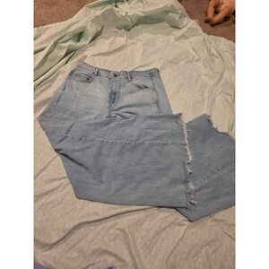 Pilcro and the Letterpress High Rise Wide Leg Raw Hem Jeans Light Wash 27P